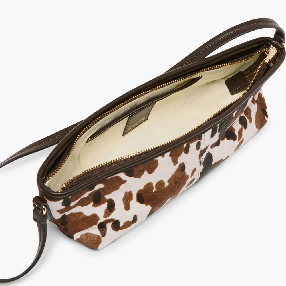 Savaii Cow Print Calf Hair Baguette Shoulder Bag NWT